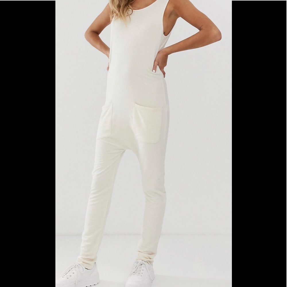 NWT STITCH & PIECES ECRU RELAXED JUMPSUIT  M